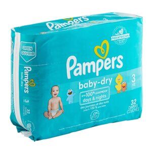 NWT ~ Pampers Baby Dry Diapers Size 3, 16 - 28 lbs.,  32 Count